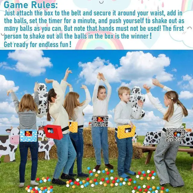 Alt view image 7 of 7 - 4 Sets Cartoon Story Swing Shaking Balls Game Set Cartoon Story Novelty Twerk Game Includes 40 Balls, Ribbon & Cardboard Boxes Back to School Classroom Games for Family Large Group Birthday