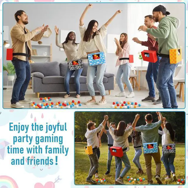 Alt view image 6 of 7 - 4 Sets Cartoon Story Swing Shaking Balls Game Set Cartoon Story Novelty Twerk Game Includes 40 Balls, Ribbon & Cardboard Boxes Back to School Classroom Games for Family Large Group Birthday