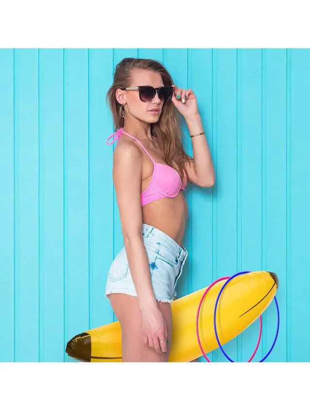 Alt view image 2 of 7 - 10 Pcs Bachelorette Party Game Banana Ring Toss Game Kit, Include 2 Pieces Banana with 8 Pieces Plastic Toss Rings for Swimming Pool Decorations