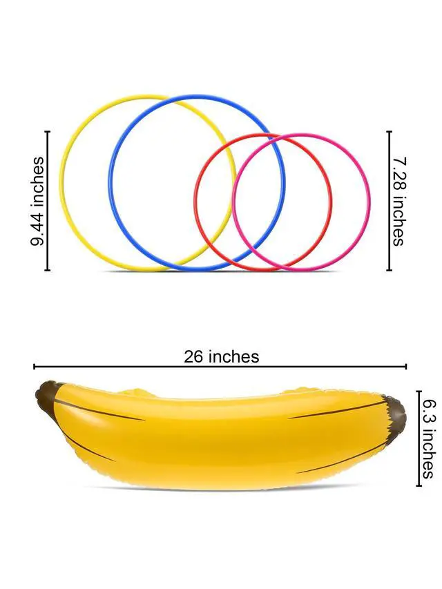 Alt view image 7 of 7 - 10 Pcs Bachelorette Party Game Banana Ring Toss Game Kit, Include 2 Pieces Banana with 8 Pieces Plastic Toss Rings for Swimming Pool Decorations