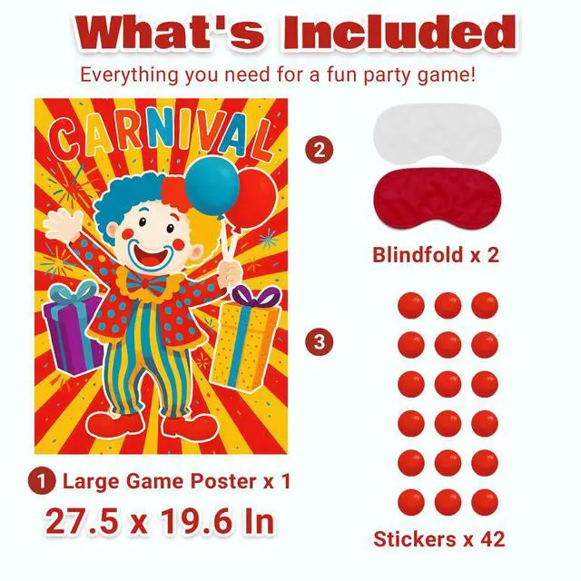 Alt view image 2 of 5 - Pin on The Clown Carnival Party Game, Circus Theme Birthday Party Decorations Supplies Activities