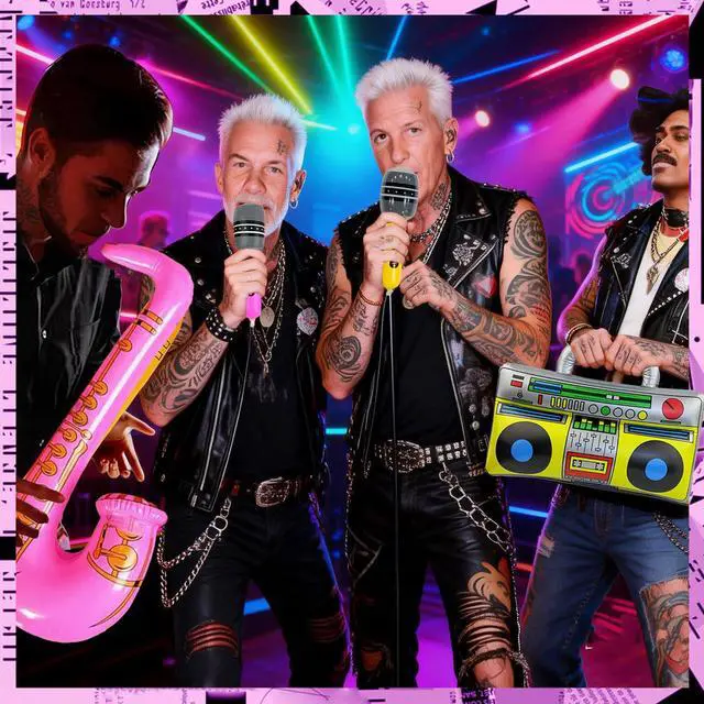 Alt view image 6 of 6 - 12 Pcs Inflatable Instruments Party Props Set, Photo Booth Props Inflatable Guitar Bass Lute Saxophone Piano Microphone Glasses Rock Star Theme Party Toys Decor for Vintage Birthday Carnival Party Sup