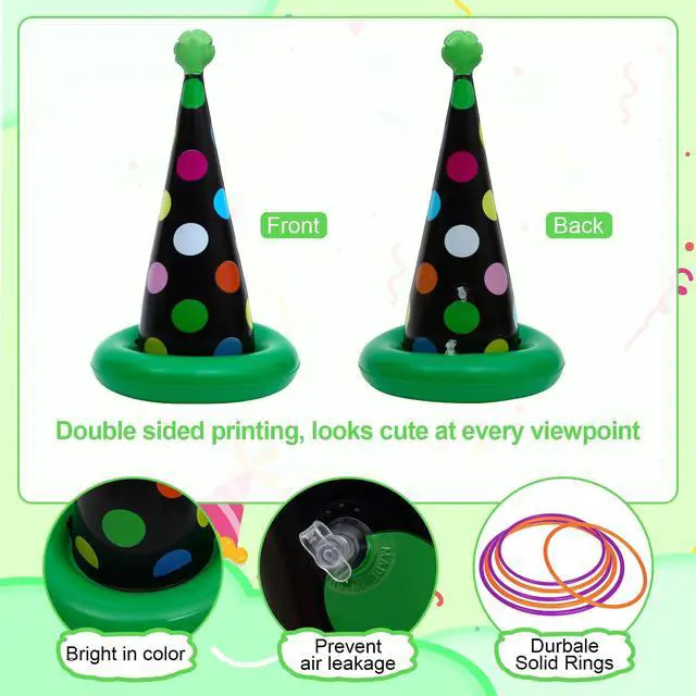 Alt view image 3 of 7 - Inflatable Ring Toss Game, Birthday Party Games Ring Toss Game for Kids Adults Birthday Party Decorations Lawn & Yard Games Toys for Family 5-Pack with 10 Plastic Rings