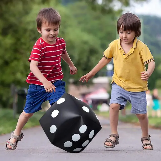 Alt view image 5 of 7 - 6 Pcs Jumbo Large Inflatable Dice 11.8 Inch Inflatable Giant Dice Blow up Red Black and White Giant Game Night Decorations for Indoor Outdoor Games Party Favor