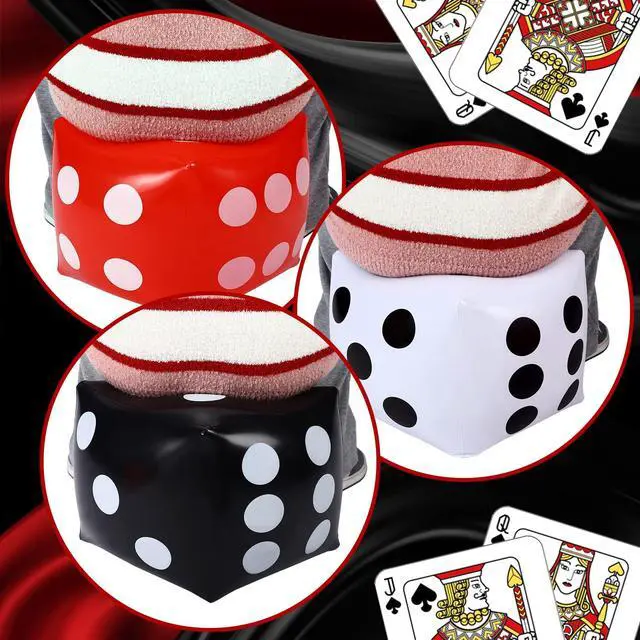 Alt view image 4 of 7 - 6 Pcs Jumbo Large Inflatable Dice 11.8 Inch Inflatable Giant Dice Blow up Red Black and White Giant Game Night Decorations for Indoor Outdoor Games Party Favor