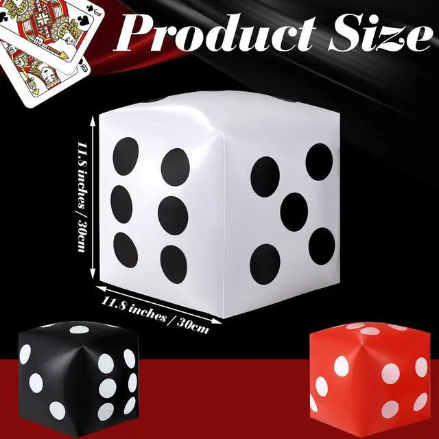 Alt view image 2 of 7 - 6 Pcs Jumbo Large Inflatable Dice 11.8 Inch Inflatable Giant Dice Blow up Red Black and White Giant Game Night Decorations for Indoor Outdoor Games Party Favor