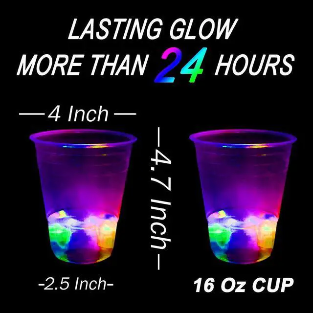 Alt view image 2 of 5 - Glowing Party Beer Pong Game for Indoor Outdoor Party Event Fun, Pack with Flashing Color Bright Glow-in-The-Dark Colors for House Parties Birthdays Concerts Weddings BBQ Beach Holidays