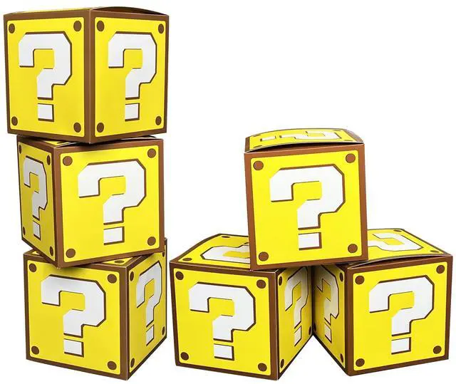 Main image of 6 Pcs Question Party Boxes for Gaming Birthday Decorations, 7.5 Inch Video Game Centerpieces Boxes for Gamer Birthday Party Decorations Favors