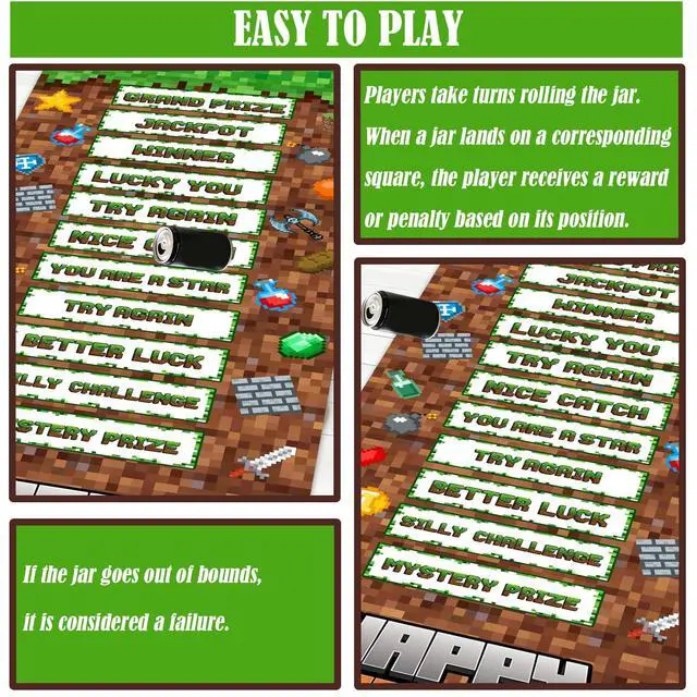 Alt view image 3 of 7 - Pixel Birthday Party Games, Video Game Can Rolling Party Game for Kids Adults, Indoor Outdoor Group Activity, Game Controller Birthday Party Supplies Decorations, Funny Game for Birthday Retirement