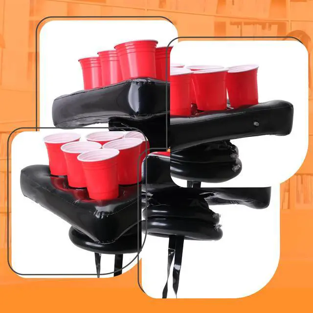 Alt view image 3 of 7 - Party Toss Game Inflatable Pong Hat, Ping Pong Parties Toss Game Cups Holder for Endless Party Fun Bachelorette Game