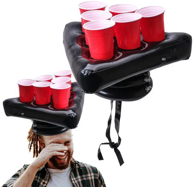 Main image of Party Toss Game Inflatable Pong Hat, Ping Pong Parties Toss Game Cups Holder for Endless Party Fun Bachelorette Game