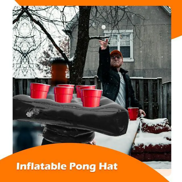 Alt view image 5 of 7 - Party Toss Game Inflatable Pong Hat, Ping Pong Parties Toss Game Cups Holder for Endless Party Fun Bachelorette Game