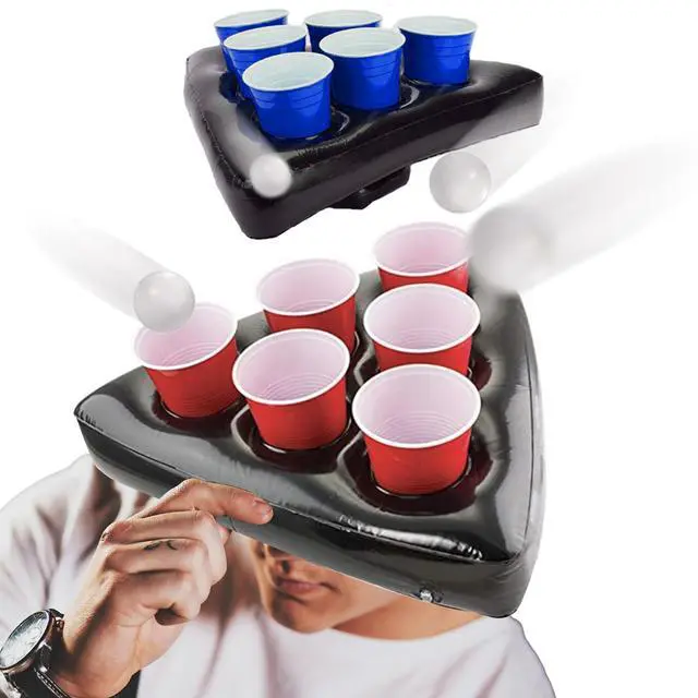 Alt view image 6 of 7 - Party Toss Game Inflatable Pong Hat, Ping Pong Parties Toss Game Cups Holder for Endless Party Fun Bachelorette Game