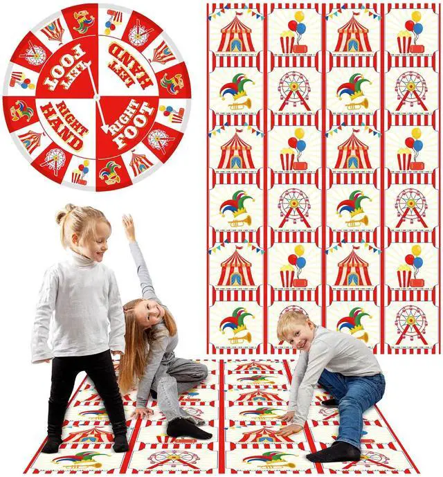 Main image of 3 Pcs Carnival Party Game for Kids with Spinner Carnival Conversation Party Twist Poses Mat Game with Conversation Mat Spinner for Classroom School