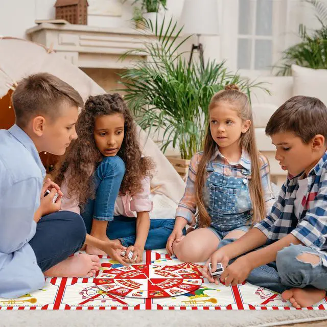 Alt view image 6 of 6 - 3 Pcs Carnival Party Game for Kids with Spinner Carnival Conversation Party Twist Poses Mat Game with Conversation Mat Spinner for Classroom School
