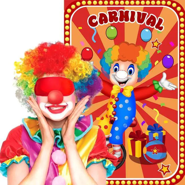 Alt view image 4 of 7 - Circus Games Pin The Nose on The Clown Carnival Party Games for Kids Clown Party Supplies Circus Themed Birthday Party Decorations, Large Clown Games Poster with 32 Nose Stickers
