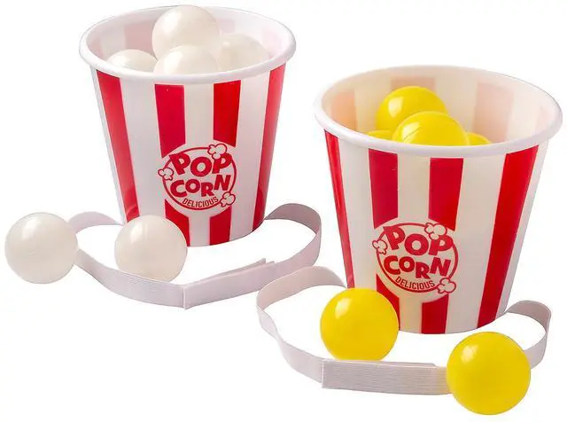 Main image of Popcorn Bucket Ball Toss Game - 14 Total Pieces - Party Games for Kids