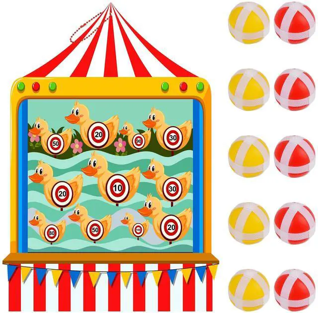Main image of Carnival Games for Kids - Dart Board with 10 Sticky Balls Felt Carnival Theme Party Decorations for Indoor Outdoor Activities Circus Birthday Party Decoration Supply Set (19.7x13.8 Inches)