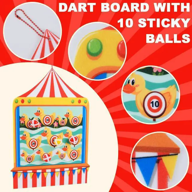 Alt view image 3 of 7 - Carnival Games for Kids - Dart Board with 10 Sticky Balls Felt Carnival Theme Party Decorations for Indoor Outdoor Activities Circus Birthday Party Decoration Supply Set (19.7x13.8 Inches)