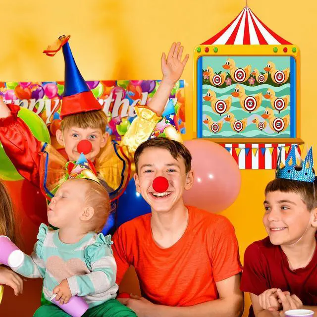 Alt view image 5 of 7 - Carnival Games for Kids - Dart Board with 10 Sticky Balls Felt Carnival Theme Party Decorations for Indoor Outdoor Activities Circus Birthday Party Decoration Supply Set (19.7x13.8 Inches)