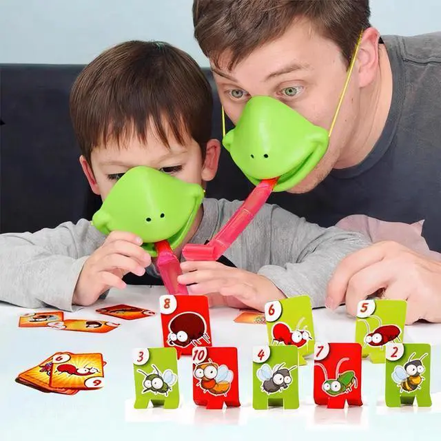 Alt view image 2 of 7 - Frog Tongue Game Set - Multiplayer Party Game With Blow Tongue Mask and Blowing Air (6-Pack Masks)