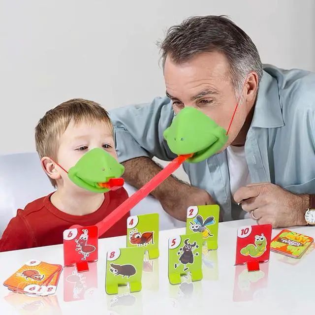 Alt view image 3 of 7 - Frog Tongue Game Set - Multiplayer Party Game With Blow Tongue Mask and Blowing Air (6-Pack Masks)