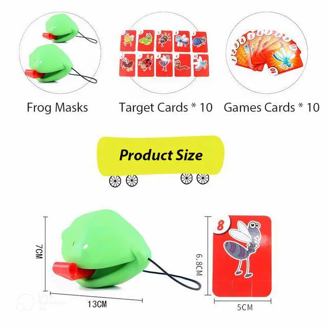Alt view image 6 of 7 - Frog Tongue Game Set - Multiplayer Party Game With Blow Tongue Mask and Blowing Air (6-Pack Masks)