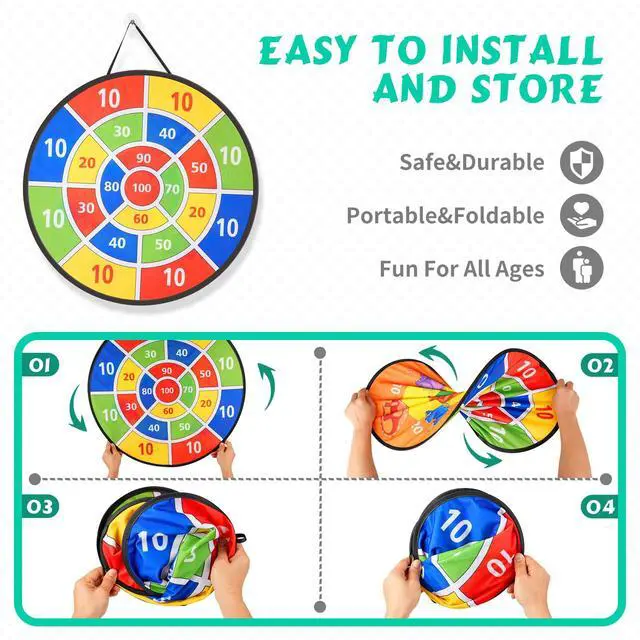 Alt view image 5 of 7 - 58PCS Carnival Games Combo Set, Dart Board Knock Down Can Bean Bag Toss Game Party Indoor Outdoor Birthday Party Fall Festival Field Day for Kids Adults Yard Plastic Cones Outside Games