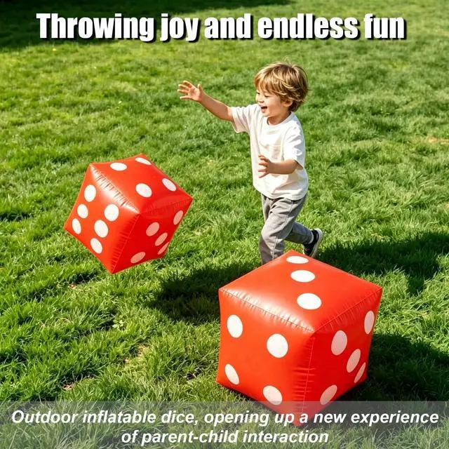 Alt view image 5 of 7 - 11.8" Jumbo Inflatable Dice, 2pack Outdoor Fun Giant Inflatable Dice Set and 12mm 10pcs Dice for Indoor and Outdoor Broad Game, Ludo and Pool Party (Red)