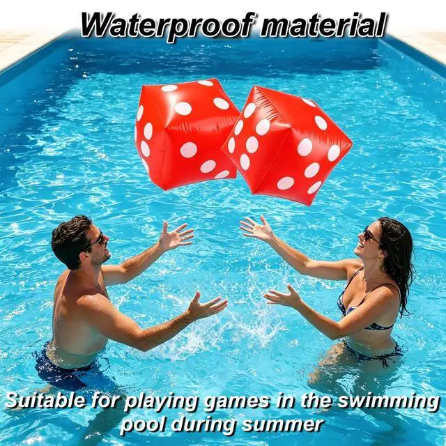Alt view image 4 of 7 - 11.8" Jumbo Inflatable Dice, 2pack Outdoor Fun Giant Inflatable Dice Set and 12mm 10pcs Dice for Indoor and Outdoor Broad Game, Ludo and Pool Party (Red)