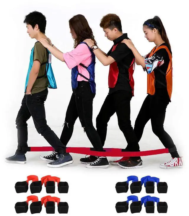 Main image of Three Legged Race Bands, 2 Sets, Team Building, 3 Legged Race Bands, Outdoor Party Group Game for Teenagers Adults, Cooperative Team Race for Birthday, Relay Race, Field Day, Backyard Activity Game