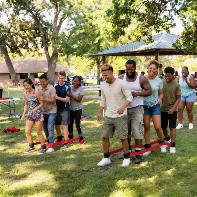 Alt view image 6 of 7 - Three Legged Race Bands, 2 Sets, Team Building, 3 Legged Race Bands, Outdoor Party Group Game for Teenagers Adults, Cooperative Team Race for Birthday, Relay Race, Field Day, Backyard Activity Game
