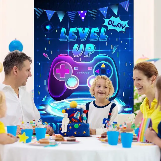 Alt view image 4 of 7 - Pin The Button Video Game Party Game - 30 Video Game Button Stickers, Construction Birthday Party Favor Sets for Kids & Adults