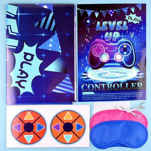 Alt view image 7 of 7 - Pin The Button Video Game Party Game - 30 Video Game Button Stickers, Construction Birthday Party Favor Sets for Kids & Adults
