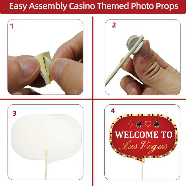 Alt view image 6 of 6 - 25 Pieces Casino Photo Booth Props, Las Vegas Photo Booth Props, Poker Selfie Prop for Casino Theme Party Decorations, Poker Party Decoration, Game Night Vegas Themed Party Decorations