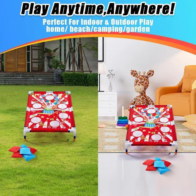 Alt view image 3 of 6 - Clown Carnival Bean Bag Toss Games with 6 Bean Bags Portable PVC Framed Red and White Corn Hole Game Set for Kids and Adults Carnival Circus Theme Birthday Outdoor Party Game