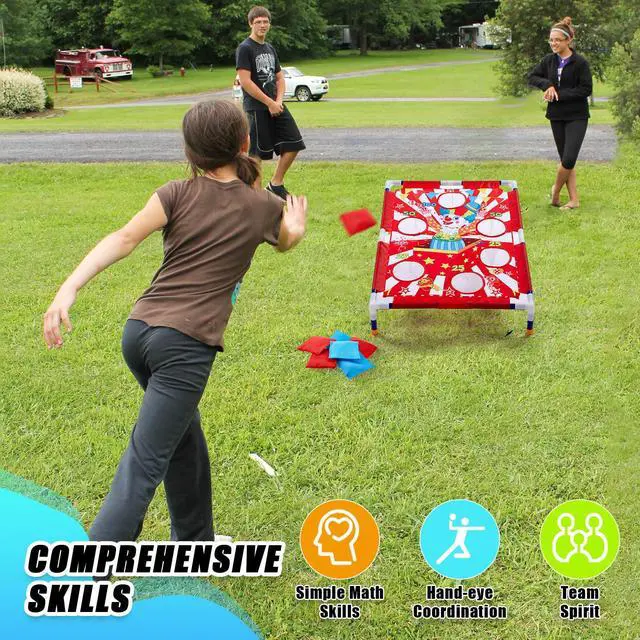 Alt view image 5 of 6 - Clown Carnival Bean Bag Toss Games with 6 Bean Bags Portable PVC Framed Red and White Corn Hole Game Set for Kids and Adults Carnival Circus Theme Birthday Outdoor Party Game