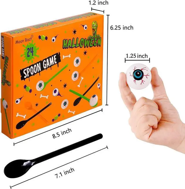 Alt view image 4 of 7 - 24 Packs Halloween Game Eyeball Spoon Relay Race Toy Set- Indoor Outdoor Party Supplies Decorations