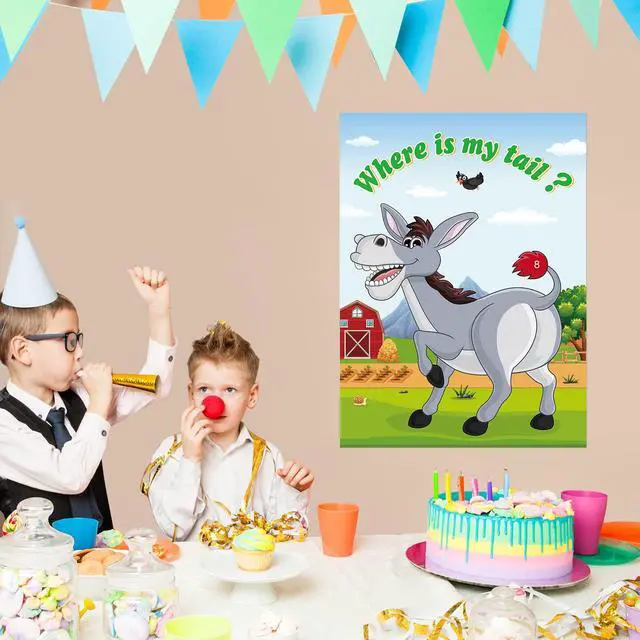Alt view image 6 of 7 - Pin The Tail on The Donkey Game with 30 Tail Stickers for Birthday Party Carnival Circus Supplies