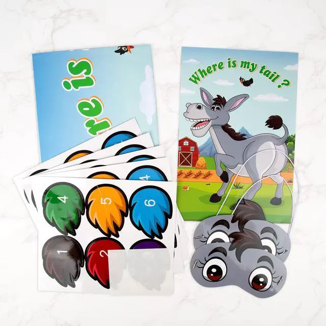 Alt view image 5 of 7 - Pin The Tail on The Donkey Game with 30 Tail Stickers for Birthday Party Carnival Circus Supplies