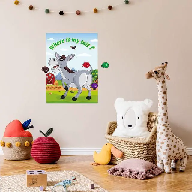Alt view image 7 of 7 - Pin The Tail on The Donkey Game with 30 Tail Stickers for Birthday Party Carnival Circus Supplies