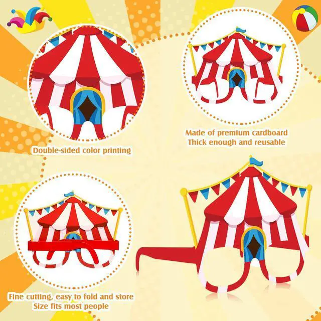 Alt view image 3 of 7 - 16 Pcs Circus Party Decorations Clown Glasses Carnival Photo Booth Props for Birthday Baby Shower Supplies