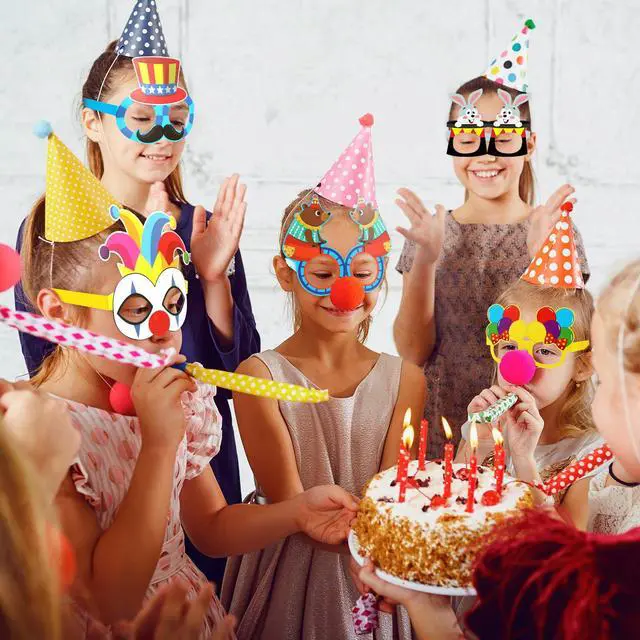 Alt view image 5 of 7 - 16 Pcs Circus Party Decorations Clown Glasses Carnival Photo Booth Props for Birthday Baby Shower Supplies