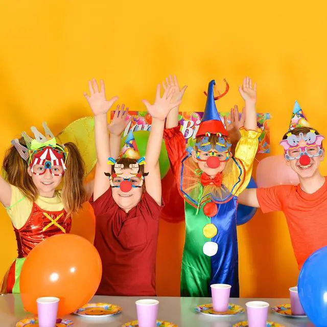 Alt view image 7 of 7 - 16 Pcs Circus Party Decorations Clown Glasses Carnival Photo Booth Props for Birthday Baby Shower Supplies