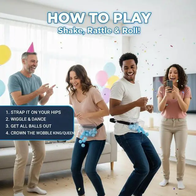 Alt view image 3 of 7 - 6 PC Swing Ball Game Set for Party Gatherings, Novelty Twerk Game Include Clear Boxes & 50 Blue Balls, Twerk Pong Activities for Adult Indoors Outdoors Party