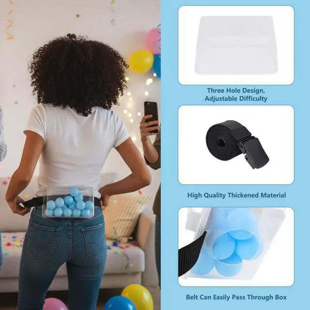 Alt view image 6 of 7 - 6 PC Swing Ball Game Set for Party Gatherings, Novelty Twerk Game Include Clear Boxes & 50 Blue Balls, Twerk Pong Activities for Adult Indoors Outdoors Party