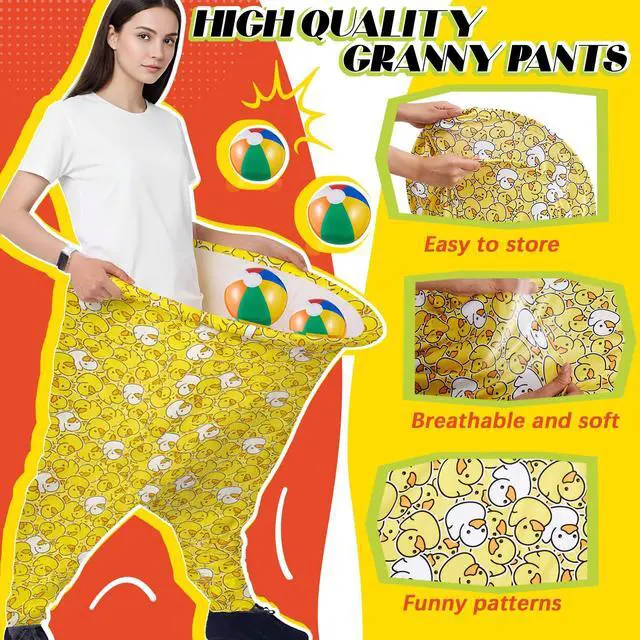 Alt view image 3 of 7 - Granny Pants Yard Game with Oversized Pants Bouncy Balls and Pump, Easter Giant Outdoor Tossing Game for Family Reunion Backyard Carnival Party Gathering(Leopard, Duck,Multicolor,15 Pcs)