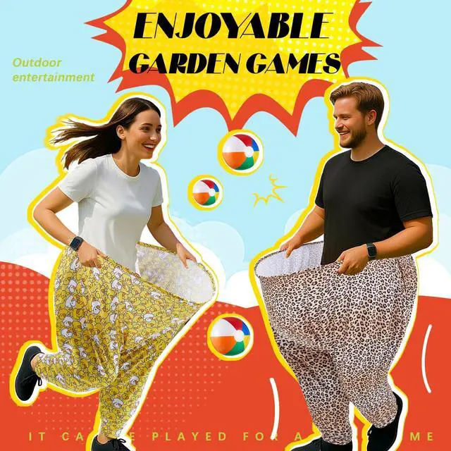 Alt view image 7 of 7 - Granny Pants Yard Game with Oversized Pants Bouncy Balls and Pump, Easter Giant Outdoor Tossing Game for Family Reunion Backyard Carnival Party Gathering(Leopard, Duck,Multicolor,15 Pcs)