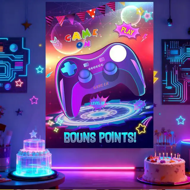 Alt view image 5 of 6 - Pin The Button on The Video Game Party Game Kids Birthday Big Poster with Controller Button Stickers for Classroom Party Favors Decorations Boys Birthday Playing Party Supplies