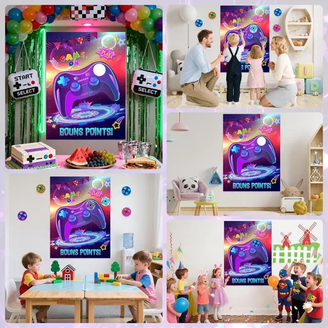 Alt view image 6 of 6 - Pin The Button on The Video Game Party Game Kids Birthday Big Poster with Controller Button Stickers for Classroom Party Favors Decorations Boys Birthday Playing Party Supplies